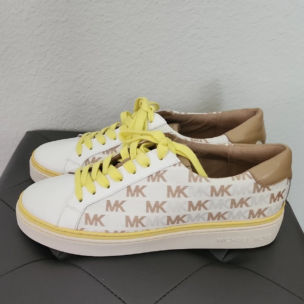 Michael Kors White and Yellow Sneakers - Picture 2 of 4